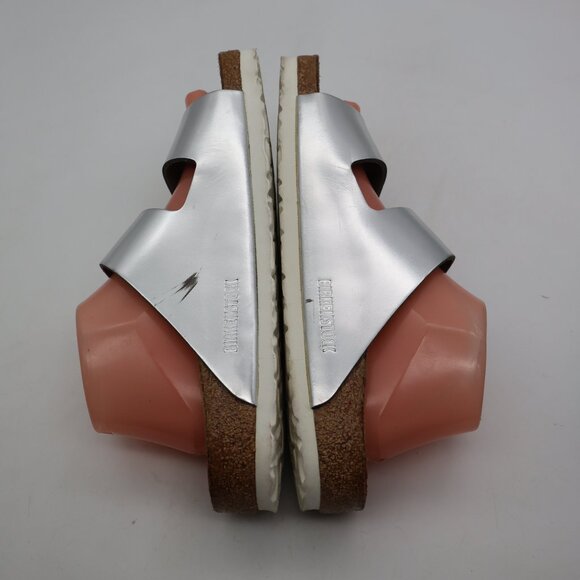 Birkenstock Arizona Women's EU 40 US 9 Soft Footbed Silver Leather - Picture 6 of 10